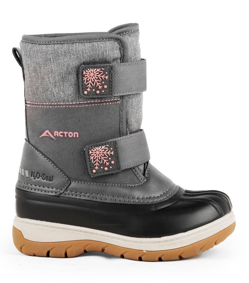 Bear, Rose et Gris  | Bottes d'hiver pour enfants avec feutre amovible