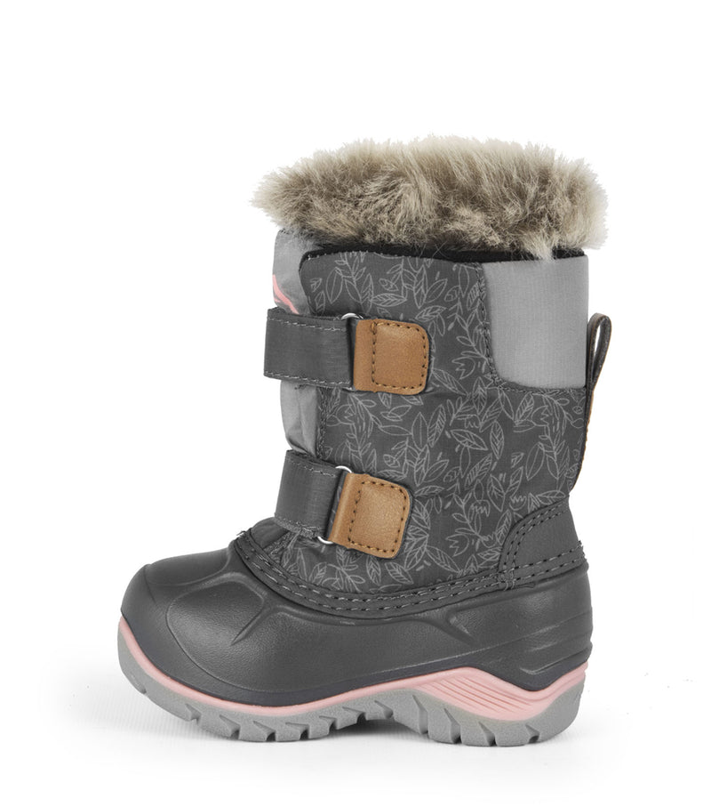 Funky, Grey & Pink | Kids Winter Boots with Removable Felt