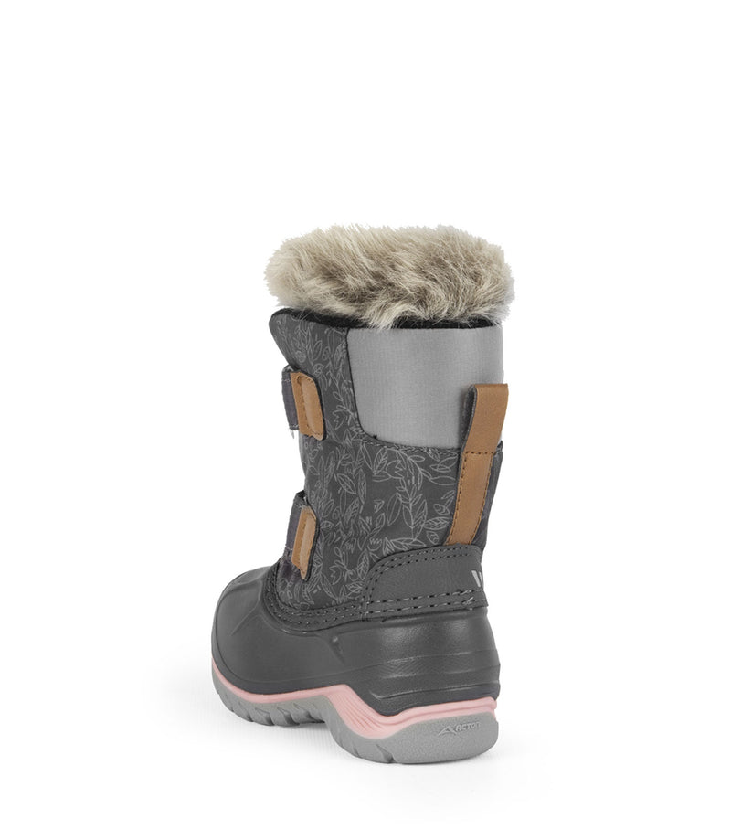 Funky, Gris et rose | Bottes d'hiver pour bébés avec feutre amovible