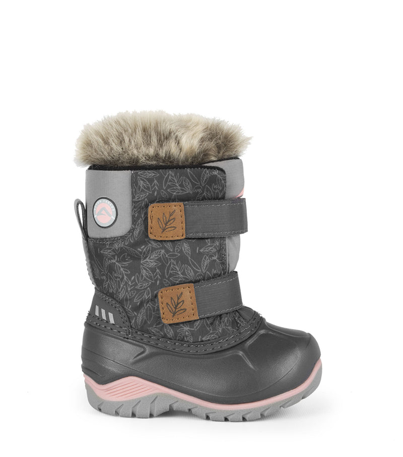 Funky, Gris et rose | Bottes d'hiver pour bébés avec feutre amovible