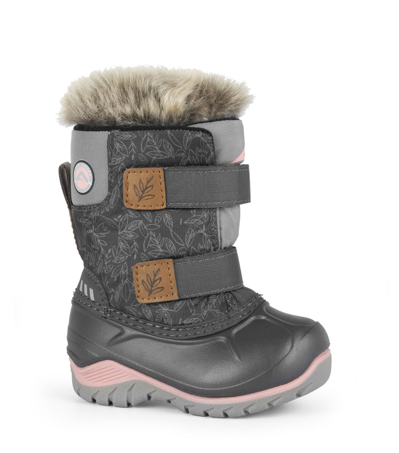 Funky, Grey & Pink | Kids Winter Boots with Removable Felt