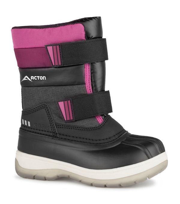 Bubblegum, Noir et rose | Bottes d'hiver pour enfants avec feutre amov