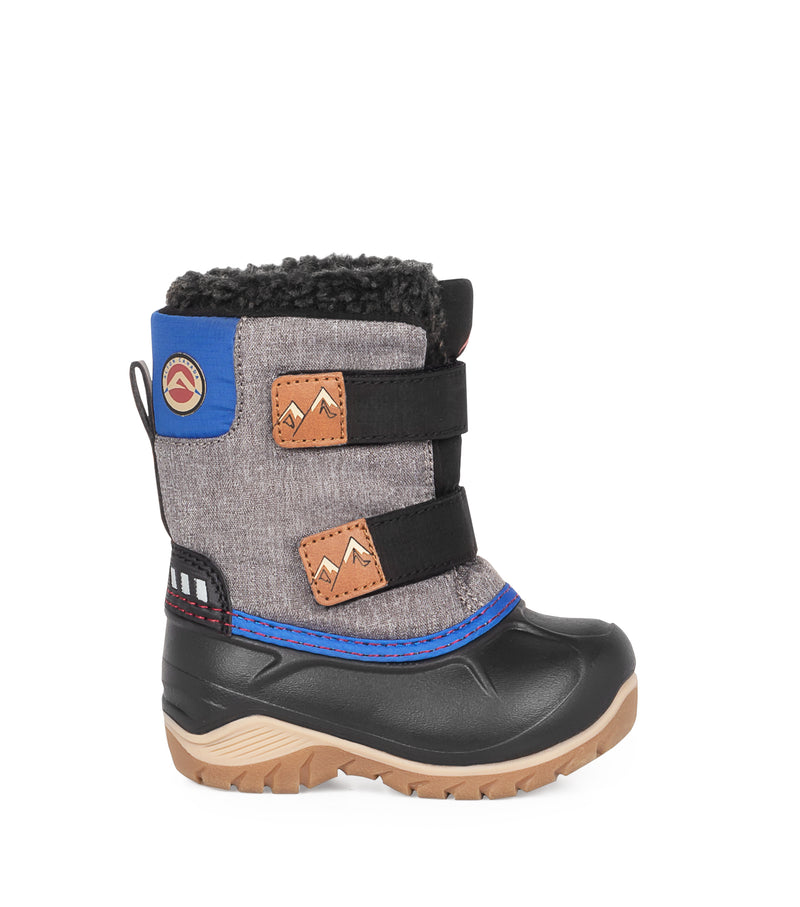 Funky, Gris et bleu | Bottes d'hiver pour bébés avec feutre amovible