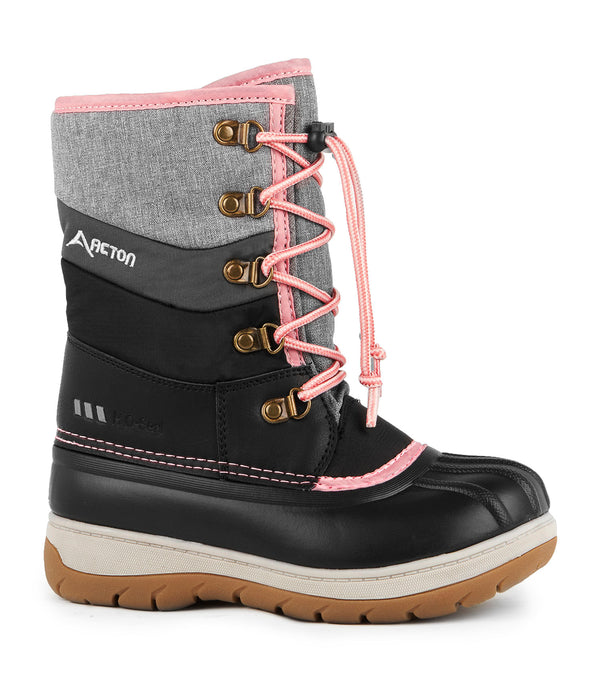 Gummy, Gris et Rose | Bottes d'hiver pour enfants avec feutre amovible