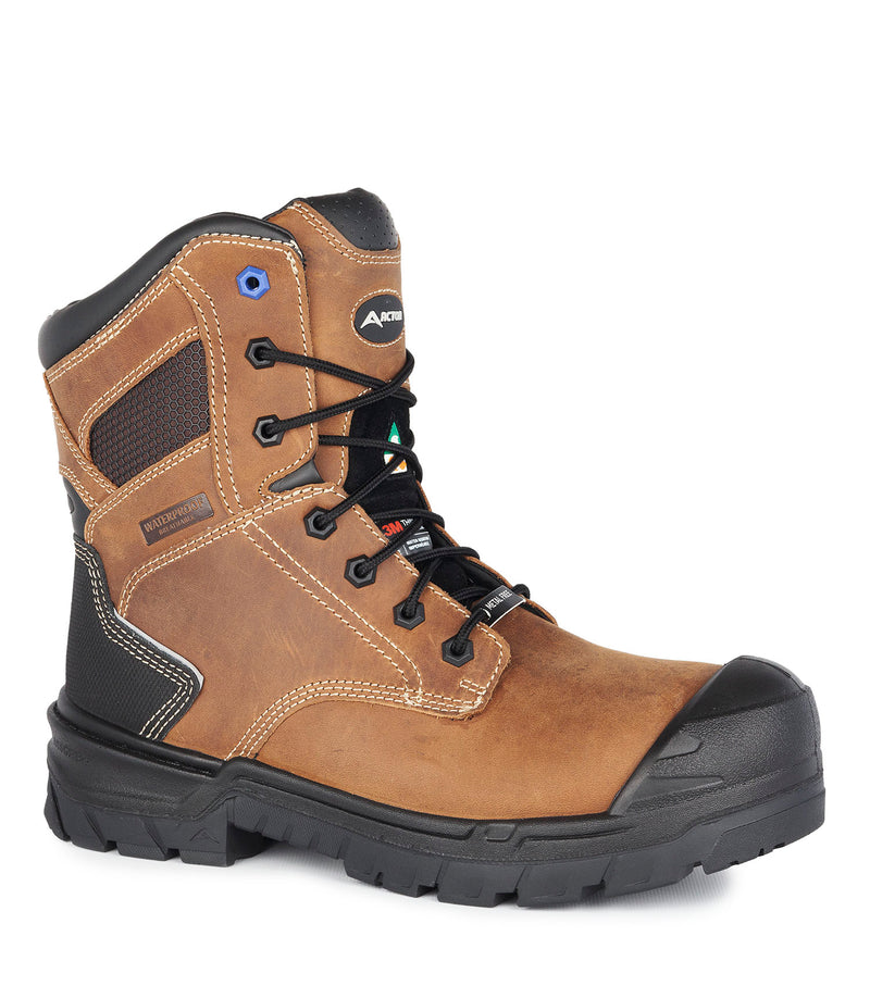 G3U, Brown | 8" Leather Work Boots with Waterproof Membrane